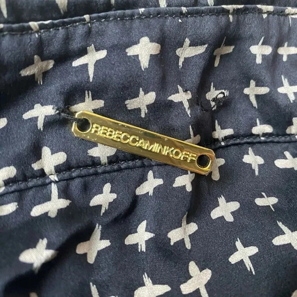 Rebecca Minkoff Womens Black Tan Abstract Silk Long Sleeve Button-Up Shirt Sz 2 - Picture 4 of 13